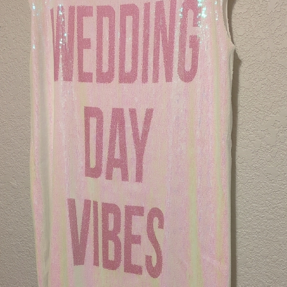 Hayley Paige Occasions pink hologram sequin Wedding Day Vibes mini t shirt dress - Picture 4 of 13